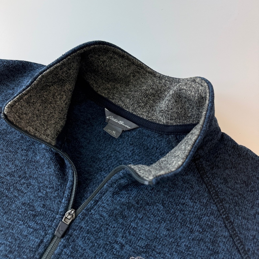 Eddie Bauer Cloud Layer Blue Heathered Polyester Fleece 1/4 Zip Pullover Mens XL - Picture 2 of 5
